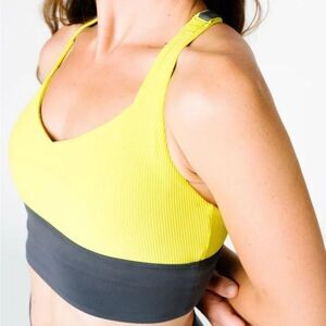 Zyia Neon Yellow Parallel Luxe Adjustable Bra Size Medium